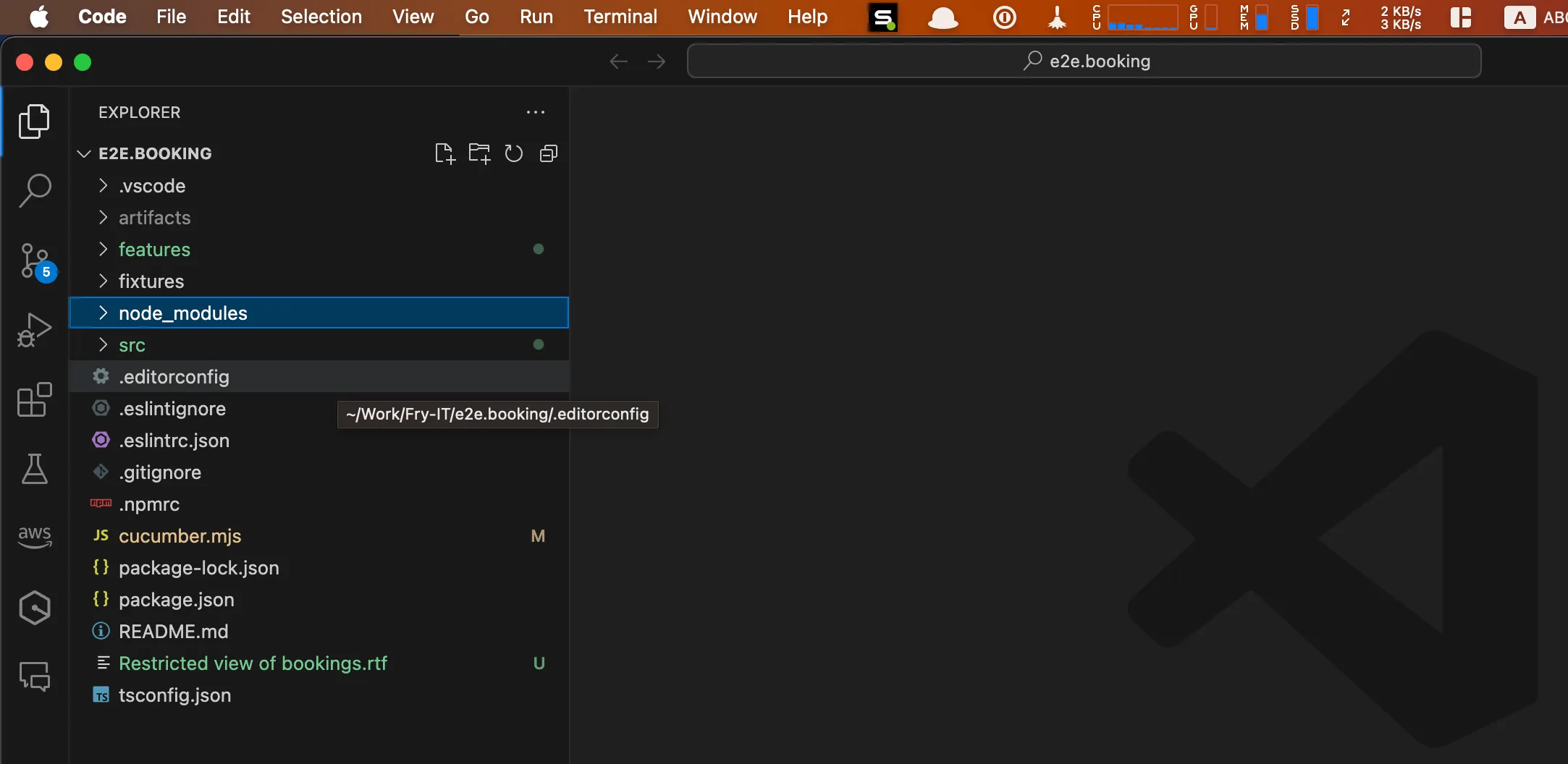 VSCode view of cloned test suite